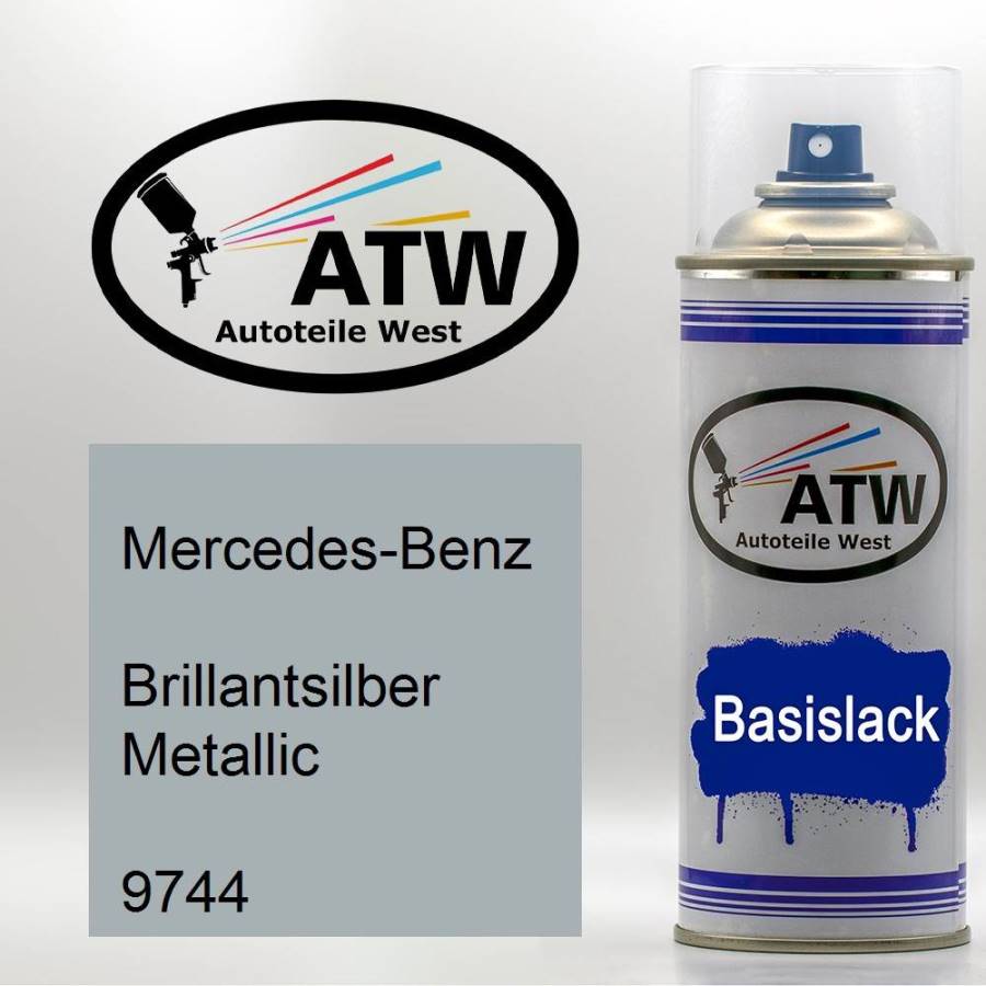 Mercedes-Benz, Brillantsilber Metallic, 9744: 400ml Sprühdose, von ATW Autoteile West.